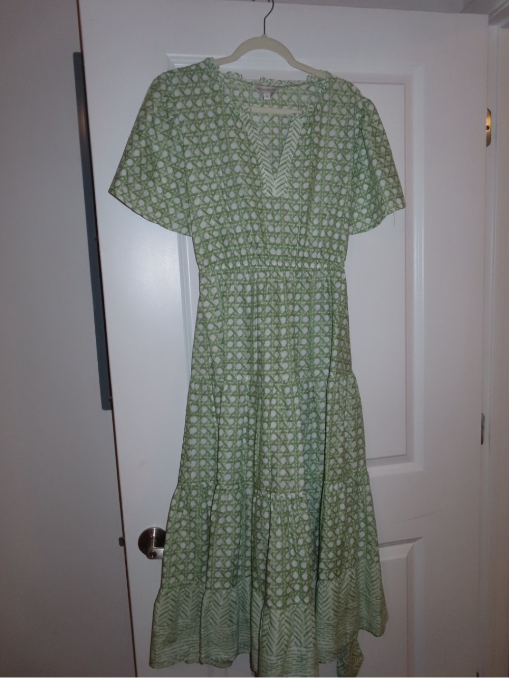 crown & ivy Light Green Printed Maxi Dress